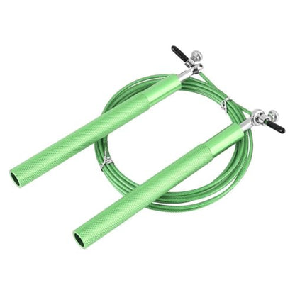 Aluminum Alloy Jump Rope with Ball Bearings – Skipping Rope for Speed Training, Non-Slip Grip and Adjustable PVC Cable - color: Green