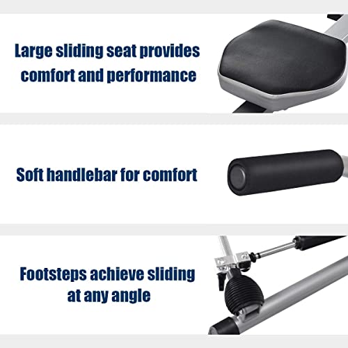 Goplus Hydraulic Rowing Machine with LCD Monitor