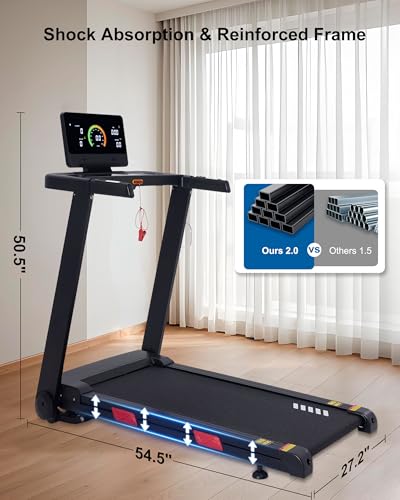 ATEEDGE Treadmill with Auto Incline, 20% Incline, 3.0HP, 10 MPH Running Machine, 18.5" Wide Belt, 350 lbs Capacity, Treadmill for Home with Bluetooth App