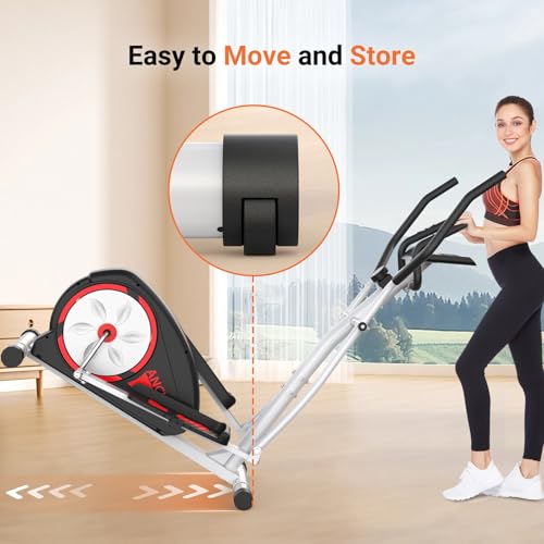 ANCHEER Elliptical Exercise Machine, Elliptical Trainer for Home Gym, Exercise Equipment 500Lbs Max Weight, Ultra-Silent Elliptical Machine, with Pulse Rate Grips & Smooth Resistance Levels