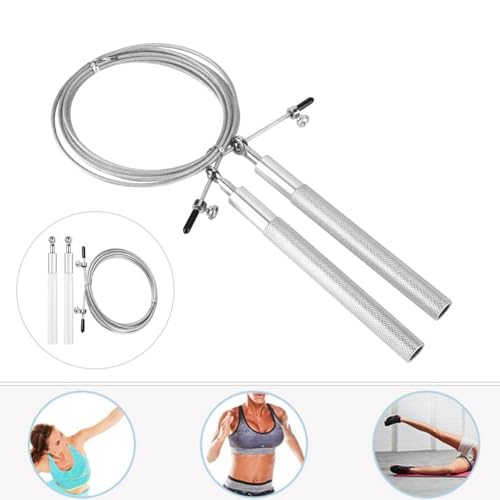 Aluminum Alloy Jump Rope with Ball Bearings – Skipping Rope for Speed Training, Non-Slip Grip and Adjustable PVC Cable - color: Silver