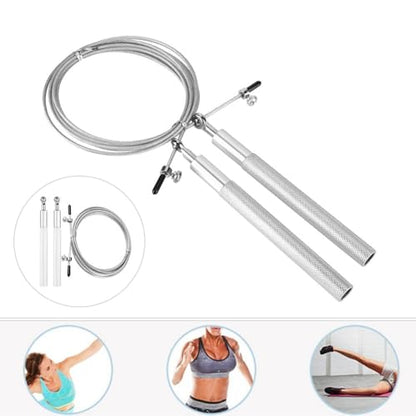 Aluminum Alloy Jump Rope with Ball Bearings – Skipping Rope for Speed Training, Non-Slip Grip and Adjustable PVC Cable - color: Silver