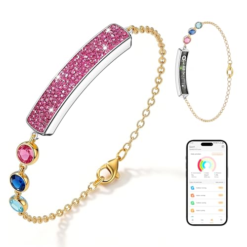 Smart Bracelet for Women – Fitness Tracker with Heart Rate, Sleep & Step Tracking, 1ATM Water Resistant, Multi-Sport Modes, Fitness Tracking Wearable with Free App, 2 Bands(Pink&Gold) - color: Normal