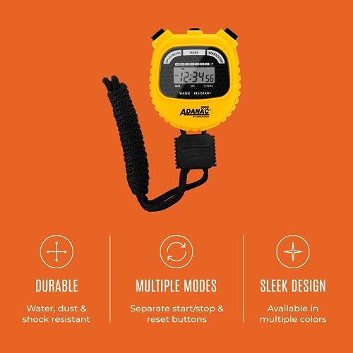 MARATHON Adanac 3000 Commercial Grade Digital Stopwatch Timer, Yellow - color: Yellow