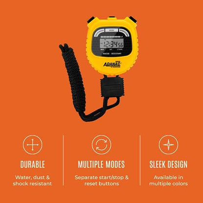 MARATHON Adanac 3000 Commercial Grade Digital Stopwatch Timer, Yellow - color: Yellow