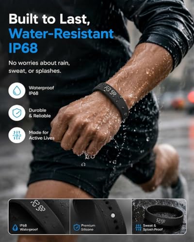 Vibrating Alarm Wristband Clock Watch for Heavy Sleepers, Fit Sleeps Rise Bracelet Bands for Deaf People, Wearable Vibration Wrist Alarm Waterproof Silent Alarms Wristband for Men & Women - color: Black