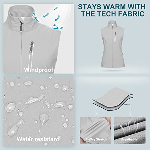 33,000ft Women's Lightweight Running Vest with 6 Pockets for Travel Golf - color: Cool Gray, size: 3X-Large
