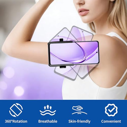 Armband Phone Holder, No Screen Blocking, 360° Rotating Arm Phone Mount, Memory Lock, Quick Release, for Android, iPhone 17/16/15/14/13 Pro Max/Pro/Mini/12/11/SE/Xs/XR/8 Plus, Fits 4–6.7" Phones - size: Armband