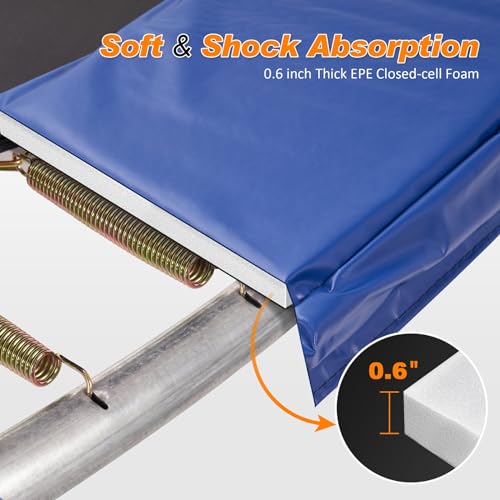 Exacme Trampoline Pad Replacement 16 15 14 13 12 10 8 Foot, Waterproof Safety Spring Cover Round Frame Pad, No Hole for Pole - color: Blue, size: Fit 16FT Frame Only, style: Without Opening Design