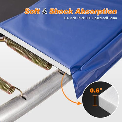 Exacme Trampoline Pad Replacement 16 15 14 13 12 10 8 Foot, Waterproof Safety Spring Cover Round Frame Pad, No Hole for Pole - color: Blue, size: Fit 16FT Frame Only, style: Without Opening Design
