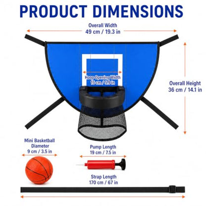 Trampoline Basketball Hoop Set, 4 Mini Balls & Pump Included