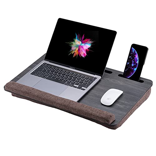 Vigo Wood Laptop Lap Desk with Cushion for Bed, Portable Home Office Tray Fits up to 17.3 Inch, Built-in Phone and Tablet Holder (Cambridge) - color: Cambridge