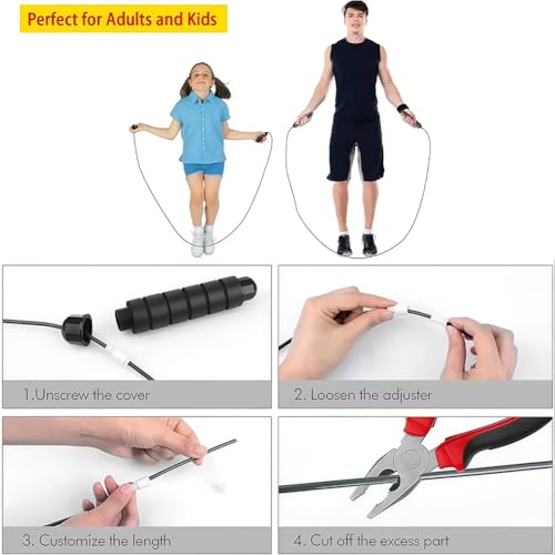 Adjustable Jump Rope,9.8 Feet Skipping Ropes for Fitness,Tangle-Free Rapid Speed with Ball Bearings