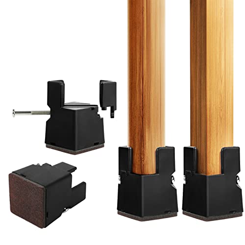 4 PCS Adjustable Bed Risers 2 Inch, Black Chair Risers with Screw Clamp, Heavy Duty Sofa Tables Furniture Risers Fit for Square/Round Furniture Leg Diameters 0.8-1.6 inch, Supports 400 Lbs