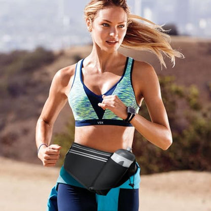 Slim Running Belt for Women Men,Runners Fanny Pack Phone Holder,Money Belt,Running Gear Accessories,with 3 Pockets (Light Black) - color: Light Black