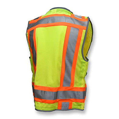 Radians SV55 Class 2 Heavy Woven Two Tone Engineer Vest with Padded Neck to Support Extra Weight in Cargo Pockets, Green, 2X-Large - color: Green, size: XX-Large
