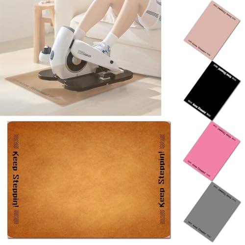 Elliptical Mat for Under Desk Elliptical Machine - Non-Slip Floor Mat for Ellipse Leg Exerciser, Legxercise Pro & Pedal Exerciser - Workout Mat for Home & Office Stability & Floor Protection Brown - color: Keep Steppin-brown