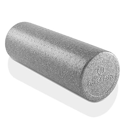 Philosophy Gym 18" High-Density Foam Roller for Exercise, Massage, Muscle Recovery - Round, Gray - color: Gray, size: 18 Inch