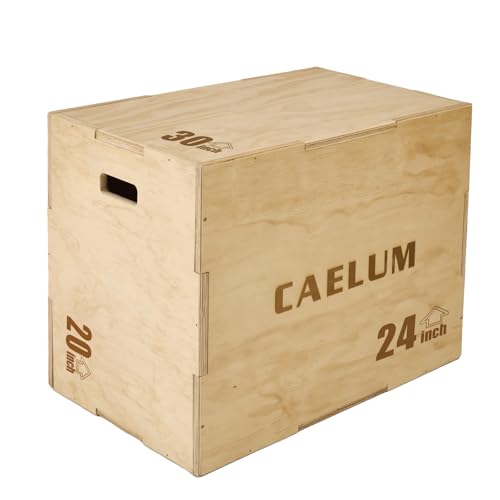 CAELUM 3-in-1 Wood Plyo Box, Non-Slip Plyometric Jump Box for Gym, Squats - color: wood, size: 30" x 24" x 20"
