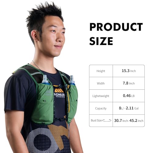 AONIJIE Running Hydration Vest for Men Women Trail Running Gear - size: S-XL