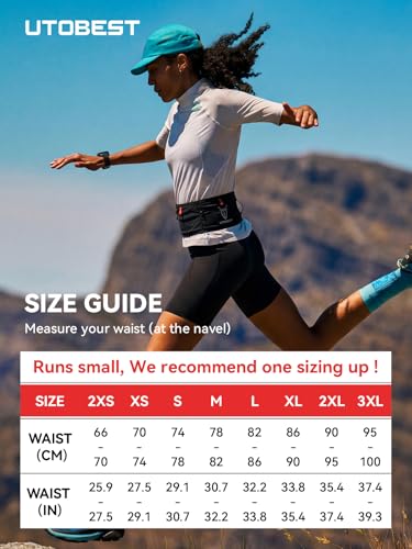 UTOBEST Running Belt for Men & Women, No Bounce Running Waist Pack, B7 Pro - color: Black, size: 2XS(25.9-27.5")