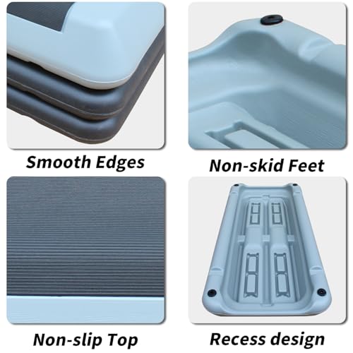 Adjustable Workout Aerobic Stepper In Fitness & Exercise Step Platform Trainer Gray Black With 2 Risers