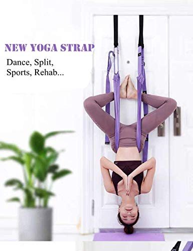 Yoga Stretching Strap, Adjustable Height Leg Stretcher Waist Back Stretch Band Aerial Yoga, Anti-gravity Inversion Exercises Door Flexibility Tensile Trainer for Rehab Pilates Dance Splits (Green)