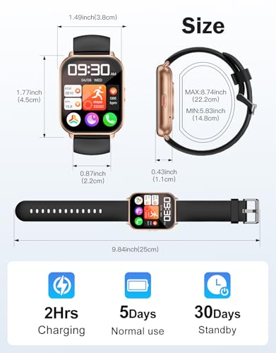 RUIMEN Smart Watches for Men Women (Answer/Make Call, 2 Bands), 1.8", BK/GD - color: Black/Copper