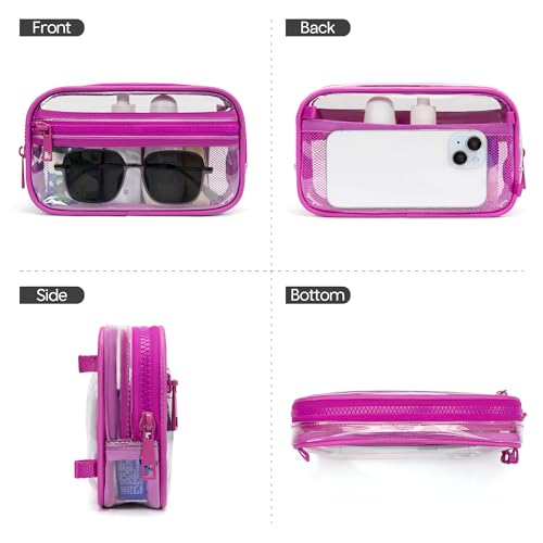 FODOKO Wristlet wallets for Women RFID crossbody bags with 4 Zippers - color: Clear-rose