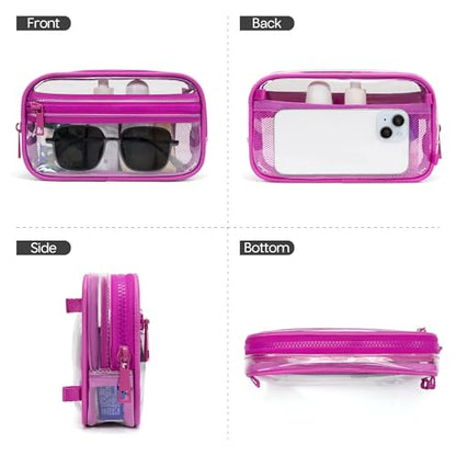 FODOKO Wristlet wallets for Women RFID crossbody bags with 4 Zippers - color: Clear-rose