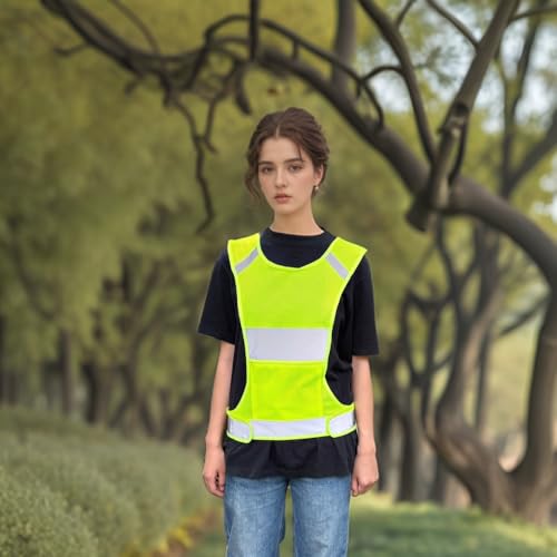 Reflective Running Safety Vest, Hi Vis Biking Walking Gear Men Women - color: Neon Yellow, size: Large