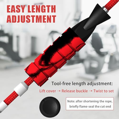 Jump Rope for Women & Men Adjustable Length Cotton Skipping Rope for Adults & Kids Workout Equipment for Weight Loss, Cardio, Boxing & Fitness Suitable for Home, Gym & School Use