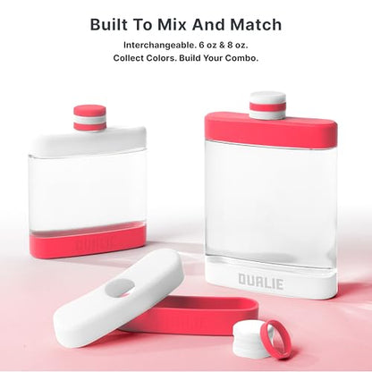 DUALIE 8 oz Hip Flask for Liquor - Shatterproof Alcohol Flasks with Clear Tritan Plastic and Silicone Grip - Flask Gift for Men & Women - White - color: White