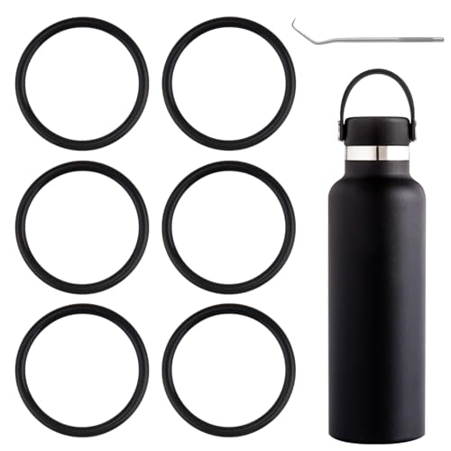 6-Pack Rubber Gasket Compatible with Hydro Flask Bottle - Standard Mouth Replacement Rings for 18 oz, 21 oz, 24 oz Bottles