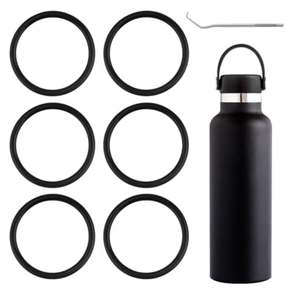 6-Pack Rubber Gasket Compatible with Hydro Flask Bottle - Standard Mouth Replacement Rings for 18 oz, 21 oz, 24 oz Bottles