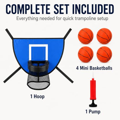 Trampoline Basketball Hoop Set, 4 Mini Balls & Pump Included