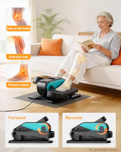 Under Desk Elliptical Mini Electric Leg Exerciser While Sitting for Seniors - color: Lake Blue