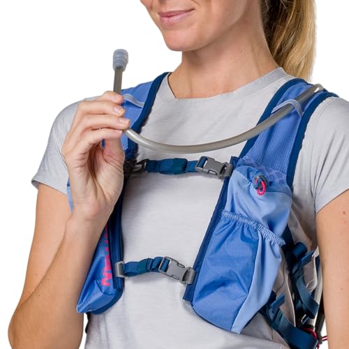Nathan TrailMix Women's Running Vest/Hydration Pack. 12L (12 Liters) | 2L Bladder Included (2 liters). Zipper, Pockets. - style: Periwinkle/Estate Blue