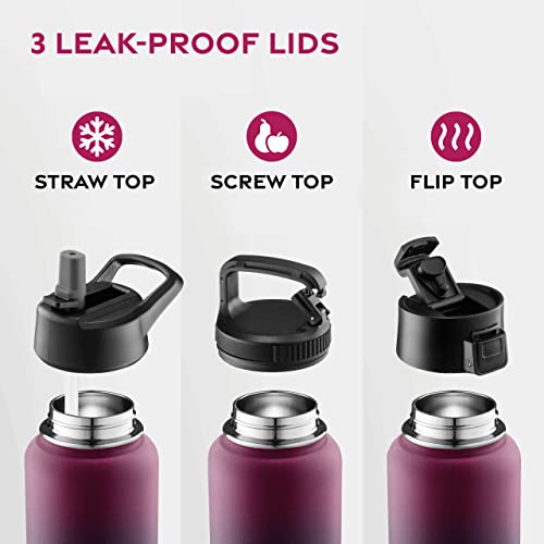 FineDine Insulated Water Bottle with Straw, 25 Oz, Dreamy Purple - color: Dreamy Purple, size: 25 Ounces