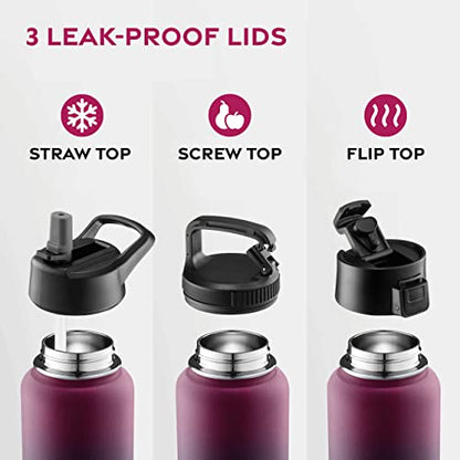 FineDine Insulated Water Bottle with Straw, 25 Oz, Dreamy Purple - color: Dreamy Purple, size: 25 Ounces