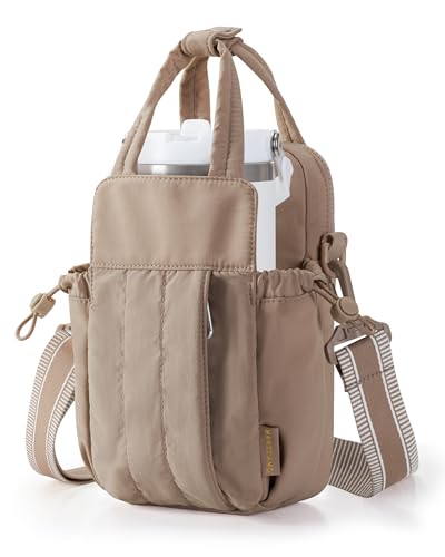 Marscamd Crossbody Water Bottle Holder Bag with RFID for 32 oz - color: Camel
