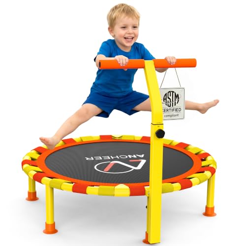 ANCHEER 38'' Indoor Toddler Trampoline for Kids, Foldable with T-Handle - color: Orange