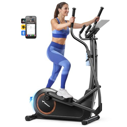 Merach Elliptical Machine, Elliptical Exercise Machine for Home with Hyper-Quiet Magnetic Drive System, Elliptical Training Machines with16.5-19IN Stride, Automatic Resistance, 400lbs Capacity - style: 16.5IN Stride Smart Self-powered