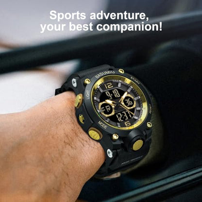 Military Digital Watches for Men Waterproof Work Mens Watch Sports - color: G-Gold2