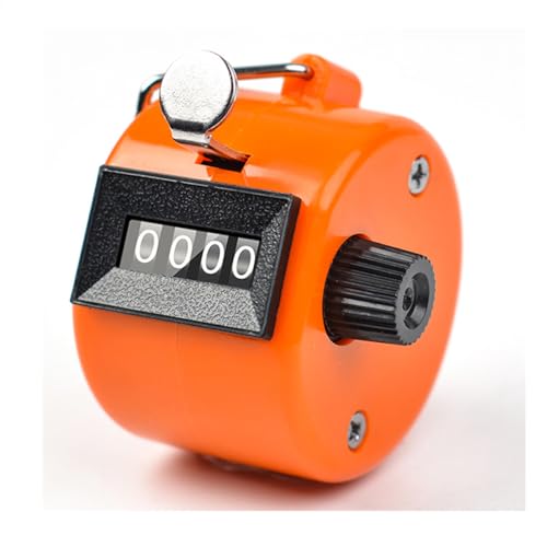Clicker Counter, 4-Digit Clicker Counter, Hand Tally Counters Clicker Pitch Counter for Counting, Knitting, Coaching, Golf, Lap, Fishing - color: Orange