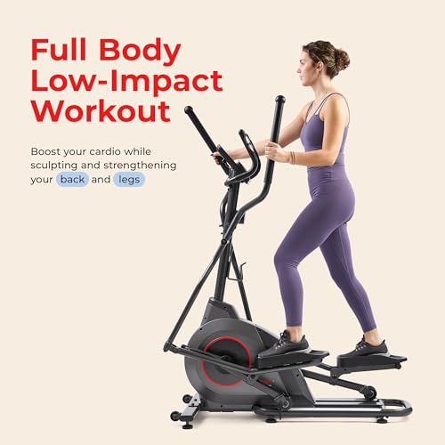 Sunny Health & Fitness Smart Upright Elliptical Machine with Pulse Sensor - size: 16" Stride