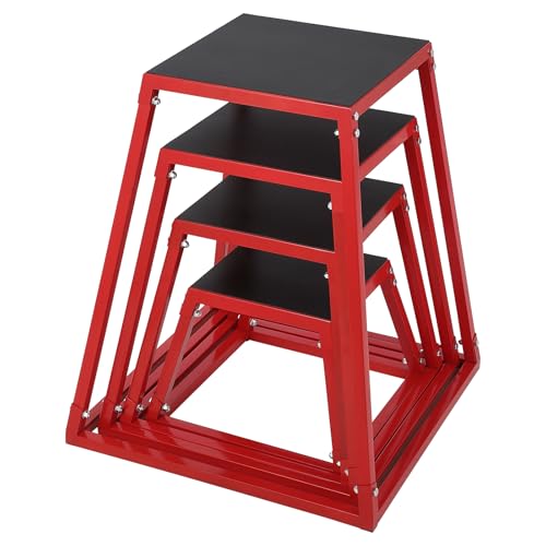 12"/18"/24"/30" Plyometric Jump Box, Heavy-Duty Steel Plyo Box with Rubber Pad, Versatile Workout Bench Training for Home Gym Equipment, Exercise Step Platform, Conditioning Strength Training - size: 12+18+24+30 Inch