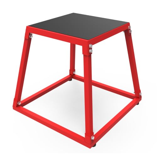 GarveeLife Plyometric Jumping Box, Steel Plyo Box for Exercise - color: Red, size: 18 Inch