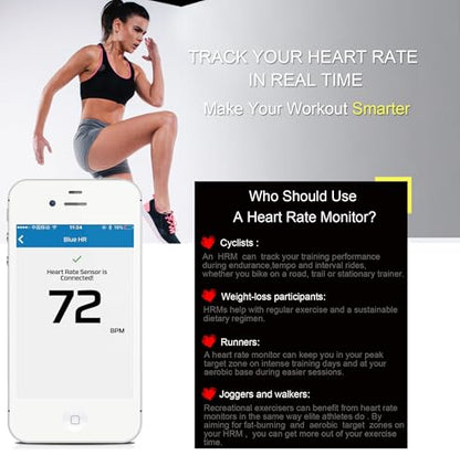 KYTO Heart Rate Monitor Chest Strap - ANT+ & Dual Bluetooth 4.0 HR Sensor, IP67 Water-Resistant, Compatible with Peloton, Zwift, Garmin, Precise HR Tracker for Running & Cycling - color: Black- Style A