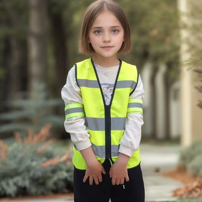 Yellow Kids Safety Vest, Hi Vis Toddler Construction Vest, XS 2 Pack - color: Neon Yellow（zipper-2pc）, size: X-Small